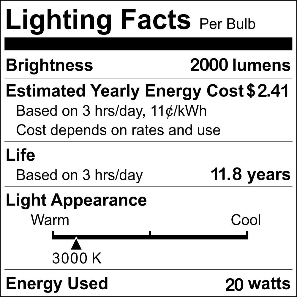 E12 3000K 20W